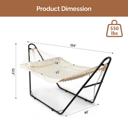 Hammock With Stand, Double-Barrel Hammock With Hammock Bed, Heavy Duty Adjustable Hammock Set For Outdoors, Patio, Yard - view 5