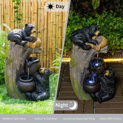 Bear Outdoor Water Fountain With LED Lights Cascading Fountains Outdoor For Patio Yard Balcony 23.62inch Garden - view 4