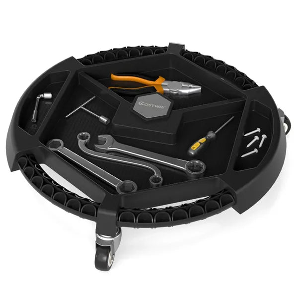 Rolling Garage Tool Caddy With 4 Storage Compartments & Magnetic Holders - view 6