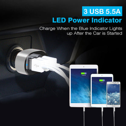 1Pc 3Port USB Car Charger 30W 5.5A For IOS Phone 16 15 14 And More - view 5