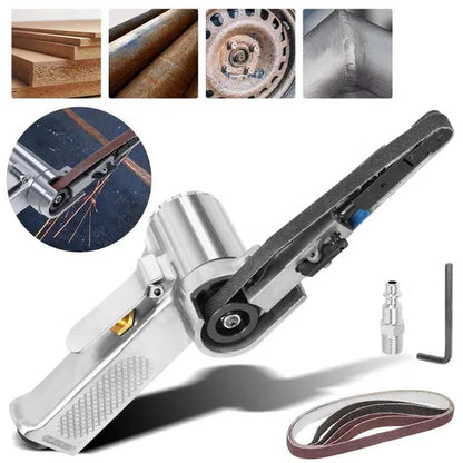 10mm Pneumatic Belt Sander, Lightweight Handheld Air Powered Grinder Polisher With 5 Sanding Belts - view 5