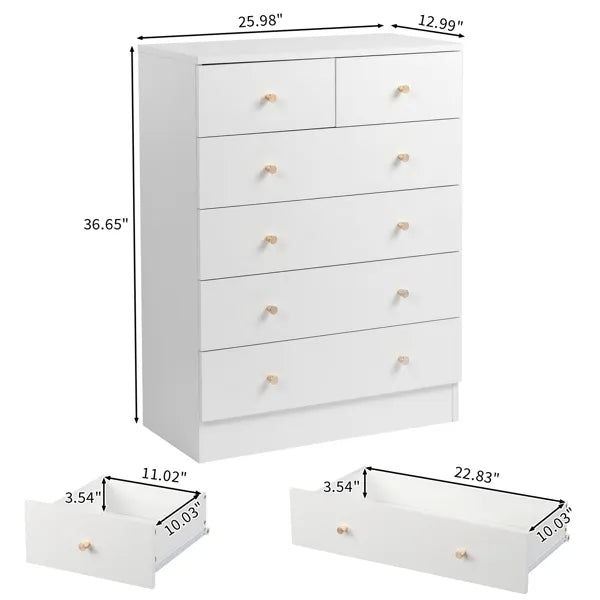 Modern Simple 6-Drawer Dresser White - view 7