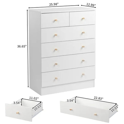 Modern Simple 6-Drawer Dresser White - view 7