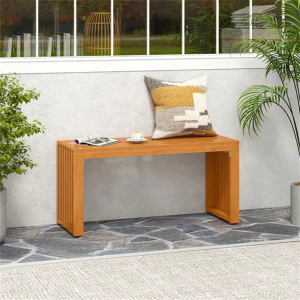 Solid Acacia Wood Patio Bench, 800 LBS Weight Capacity 2-Person Backless Outdoor Bench - view 3