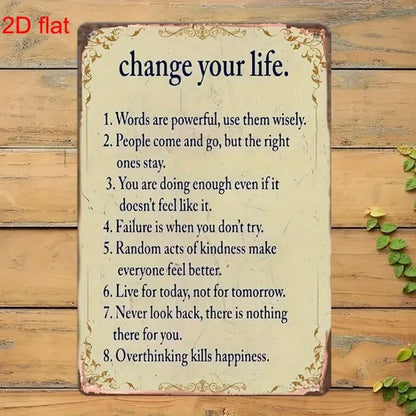 Vintage Metal Sign Retro Iron Wall Art Inspirational Quote Rustic Wall Decor For Home Porch Garage Cafe Garden Ideal - view 4