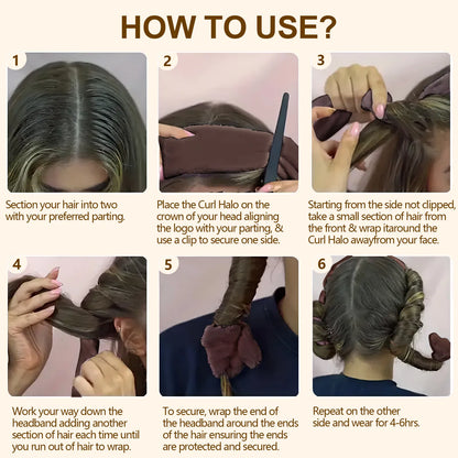 Satin Heatless Hair Curler, Lazy Natural Soft Wave DIY Heatless Curls For Sleep In Overnight, For All Hair Types - Brown - view 6