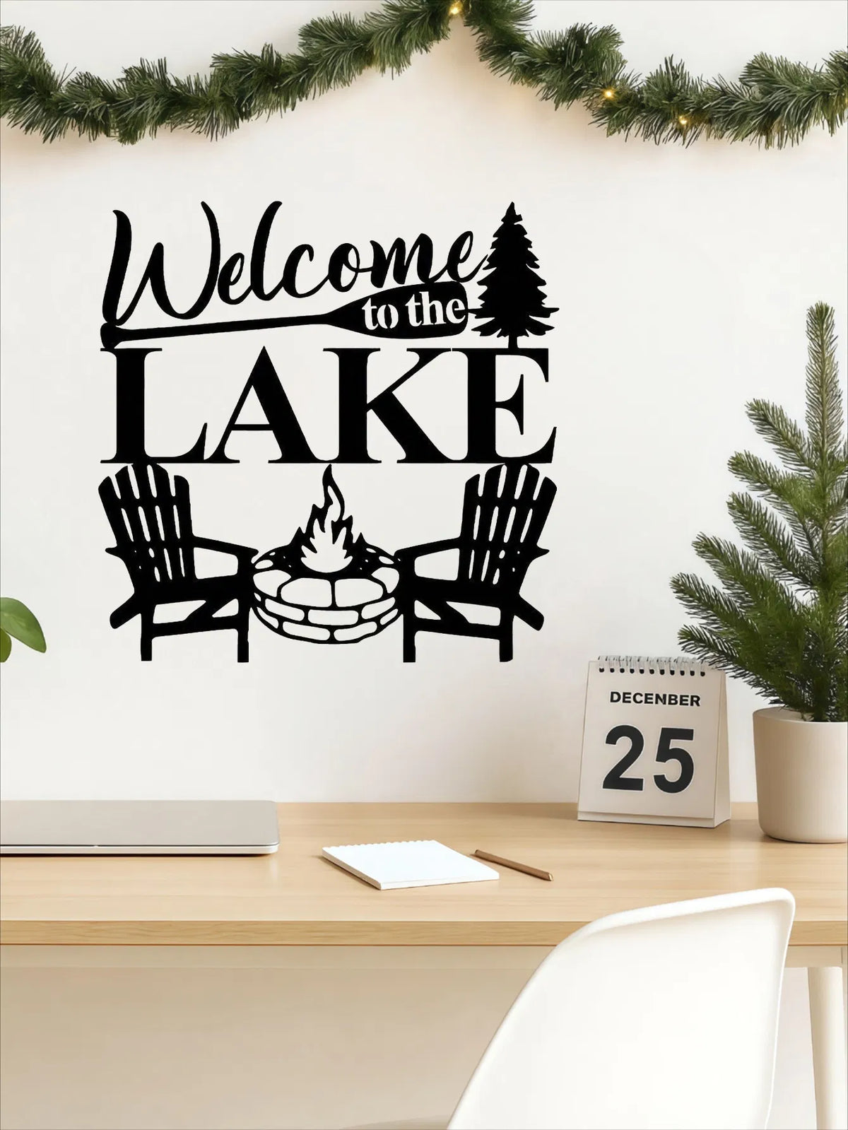 Modern Abstract Lake Waterproof Rust Resistant iron Wall Art Living Room Bedroom Office Patio Decor