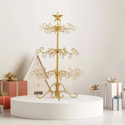 3ft Wrought Iron Christmas Tree, Metal Ornament Display Tree Stand For For Holiday Party Home Decor - view 4