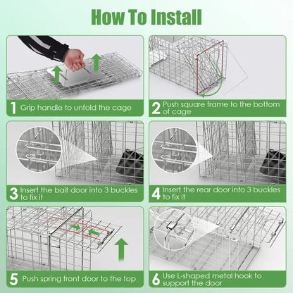 31x12x11' Heavy Duty Folding Live Animal Trap Cage Cover And Gloves Available - view 4