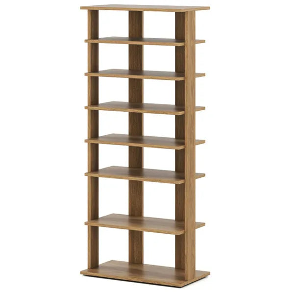 7-Tier Double-Row Shoe Rack With Adjustable Shelves, Anti-Tipping Narrow Storage Rack For Entryway Closet-Natural - view 5