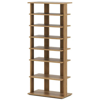 7-Tier Double-Row Shoe Rack With Adjustable Shelves, Anti-Tipping Narrow Storage Rack For Entryway Closet-Natural - view 5