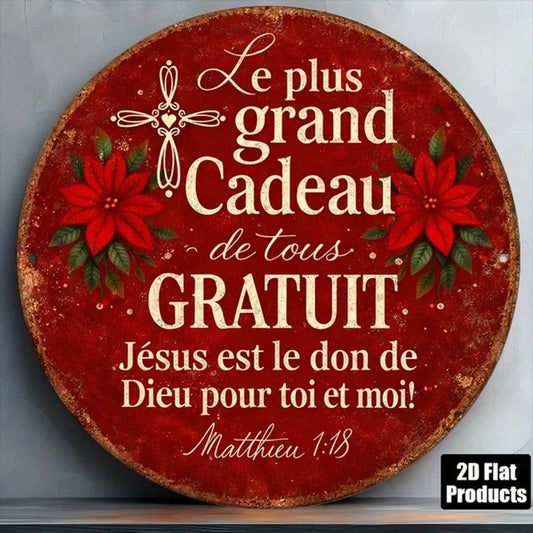 1pc 8x8in 2D Flat Round Sign, "The Greatest Gift Is God's Gift To You" Vintage "The Greatest - view 2