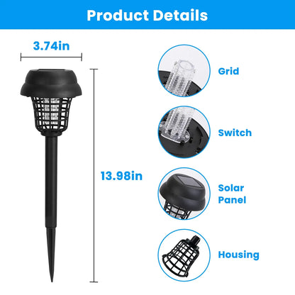 Solar Mosquito Zapper 4-Pack Dual Purple UV & White LED Modes, 532 V Electric Shock, Auto On Off - view 4
