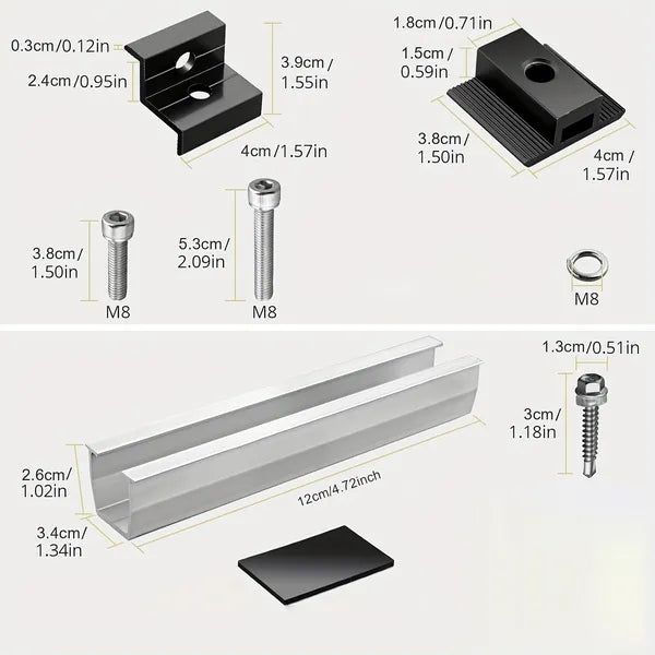 12cm U-shaped Rail Solar Photovoltaic Bracket Silver Rail Six-piece Set - view 2
