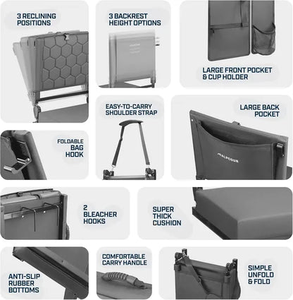 Alpcour Folding Reclining Stadium Seat With Back Support For Bleachers - view 3