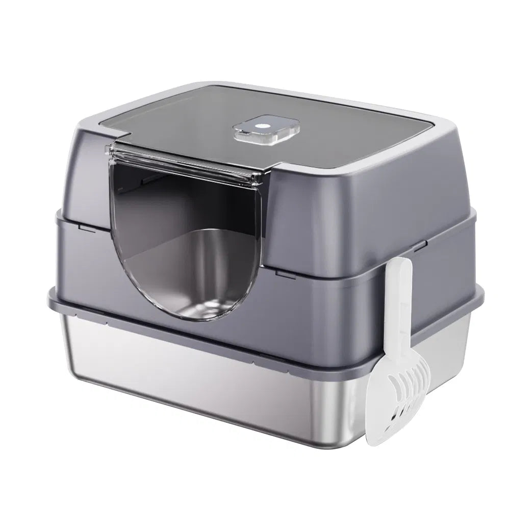 Fully Enclosed Stainless Steel Cat Litter Box White - 2025 Top Pick, Odor Lock, No Litter Scatter, Easy Clean - view 3