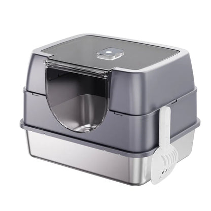 Fully Enclosed Stainless Steel Cat Litter Box White - 2025 Top Pick, Odor Lock, No Litter Scatter, Easy Clean - view 3