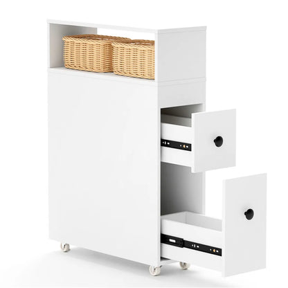 Slim White Bathroom Storage Cabinet (20" x7.5" x28.5") - Fits Tight Spaces (Tub-Toilet Gap) - view 9