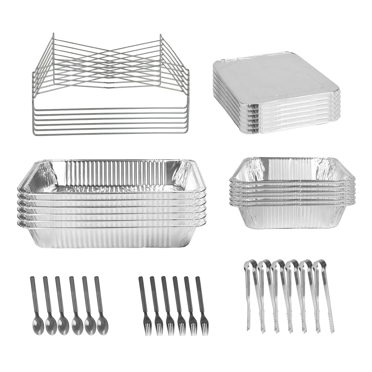Set Of 42Pcs Disposable Chafing Dish Buffet Set Chafing Servers With Covers Spoons Forks Tongs Full-Size Pans Food - view 9