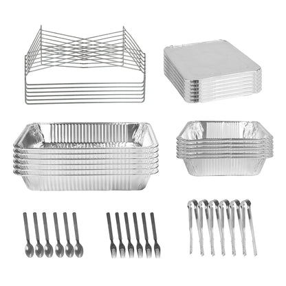 Set Of 42Pcs Disposable Chafing Dish Buffet Set Chafing Servers With Covers Spoons Forks Tongs Full-Size Pans Food - view 9