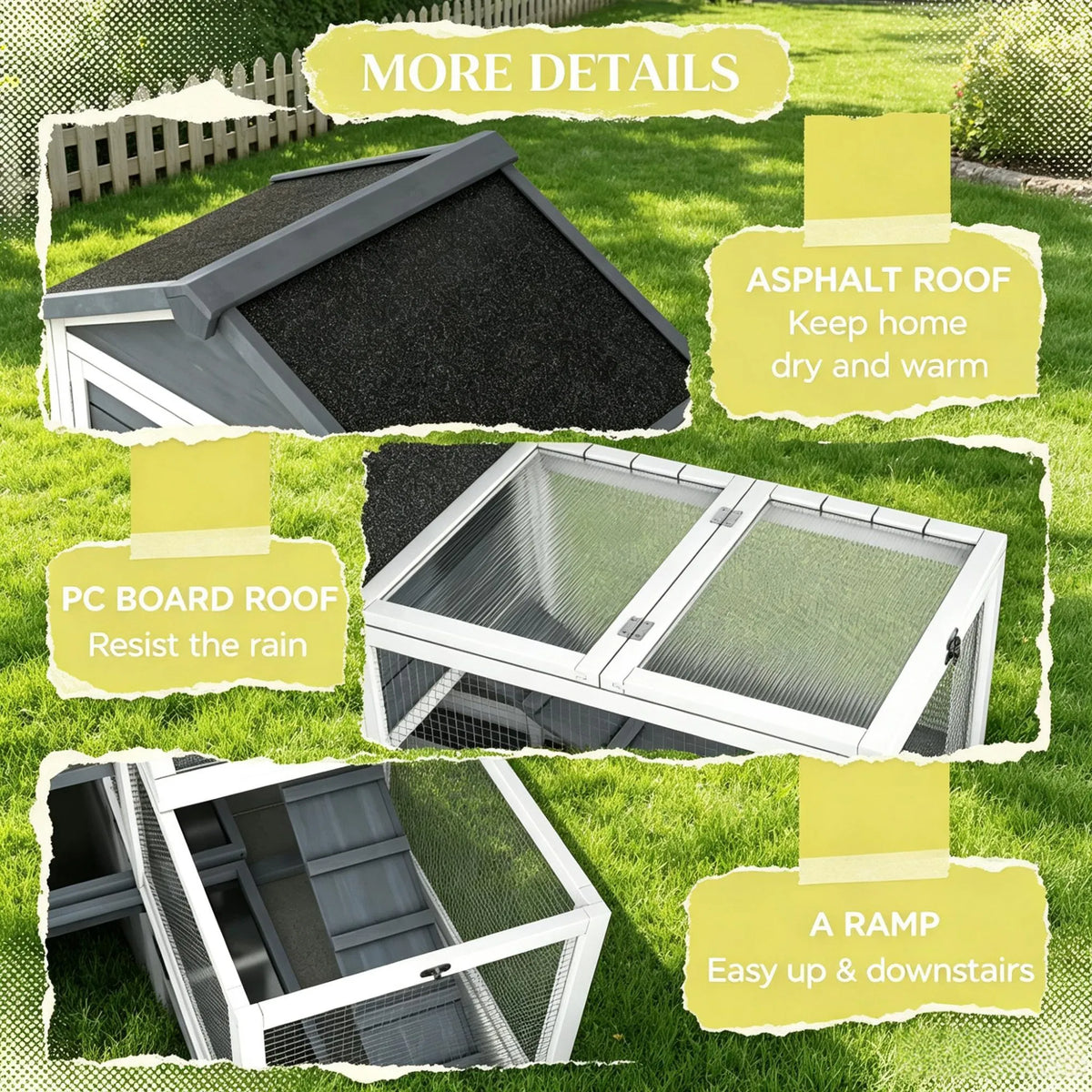 Gray 65" Spacious Wooden Rabbit Hutch: Pet Playpen with Openable Roof for Easy Access & Storage Box for Rabbits - view 5