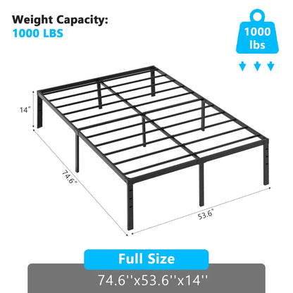 Black Full Size Simple Basic Platform Metal Bed Frame - 14 Inch Bed Height - view 6