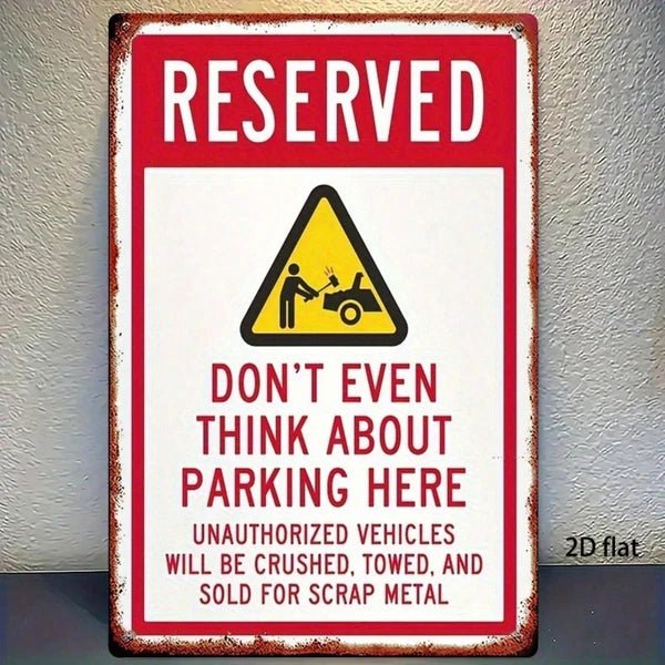 Vintage Rustic Iron Metal Sign 8x12 Inch No Parking Warning Plaque, Waterproof Rustproof 2D Flat Wall Art Decor