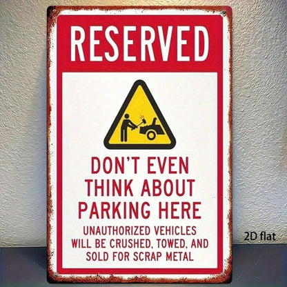 Vintage Rustic Iron Metal Sign 8x12 Inch No Parking Warning Plaque, Waterproof Rustproof 2D Flat Wall Art Decor