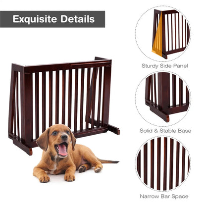 Wooden Pet Gate 3 Panels,Freestanding Length Adjustable - view 3