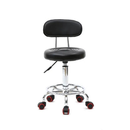 Round Shape Adjustable Salon Stool With Back And Line Black XH