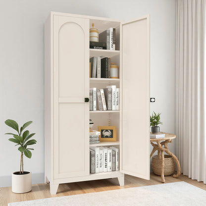 71'' 2 Shapely Door Cabinet With Lock, Metal Storage Cabinet With Doors And Adjustable Shelves, For Kitchen, Bedroom - view 6