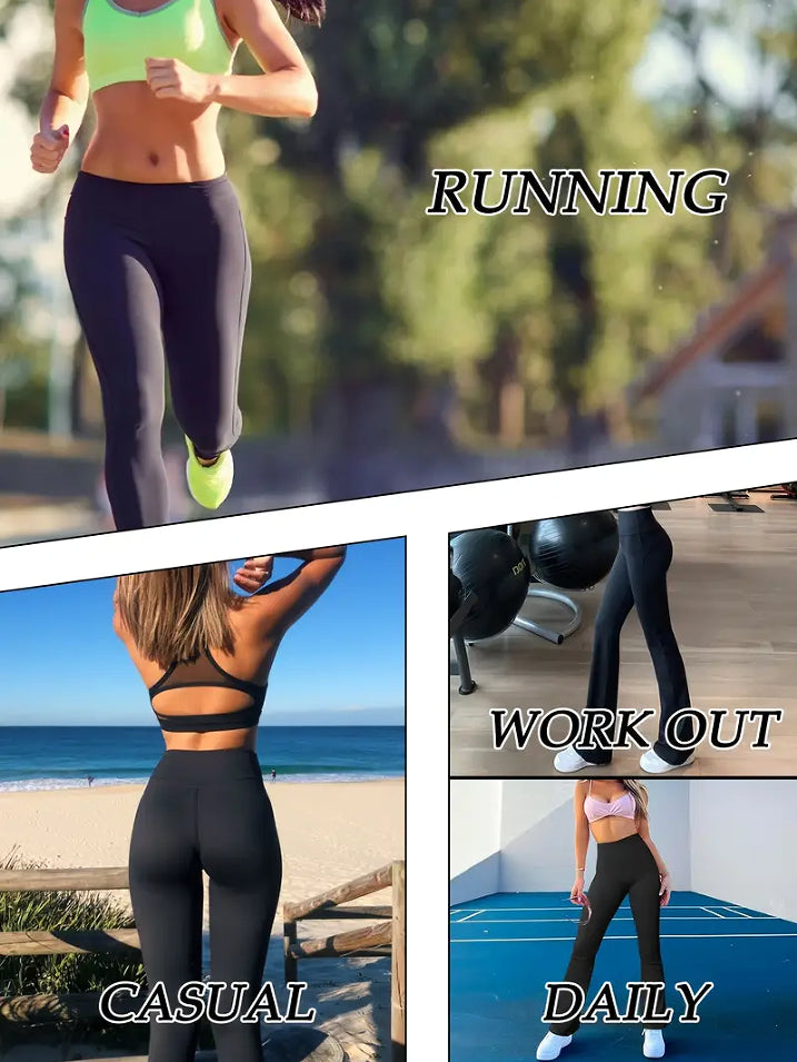 3pcs Butt-Lifting Flare Yoga Pants High Waist, Ultra Stretch, Naked Feel Leggings For Women - view 5