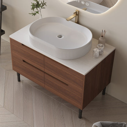 36 Inch Bathroom Vanity, Freestanding Or Wall Mounted With Ceramic Integrated Sink & Soft-Close Drawers - view 5
