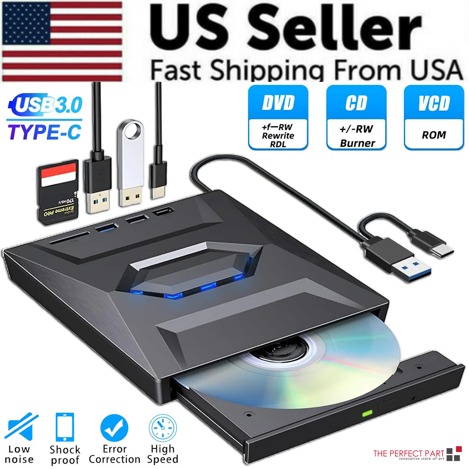 Grabadora externa de CD/DVD USB 3.0