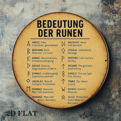 1pc 8-Inch German Rune Alphabet Wall Plaque, Viking Norse Mythology Round Chart Decor With English Meanings - view 5