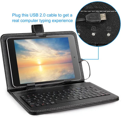 7.9in Protective Keyboard Case W / Keyboard PU Leather Back Stand Tablet Cover Via USB 2.0 Cable - view 3