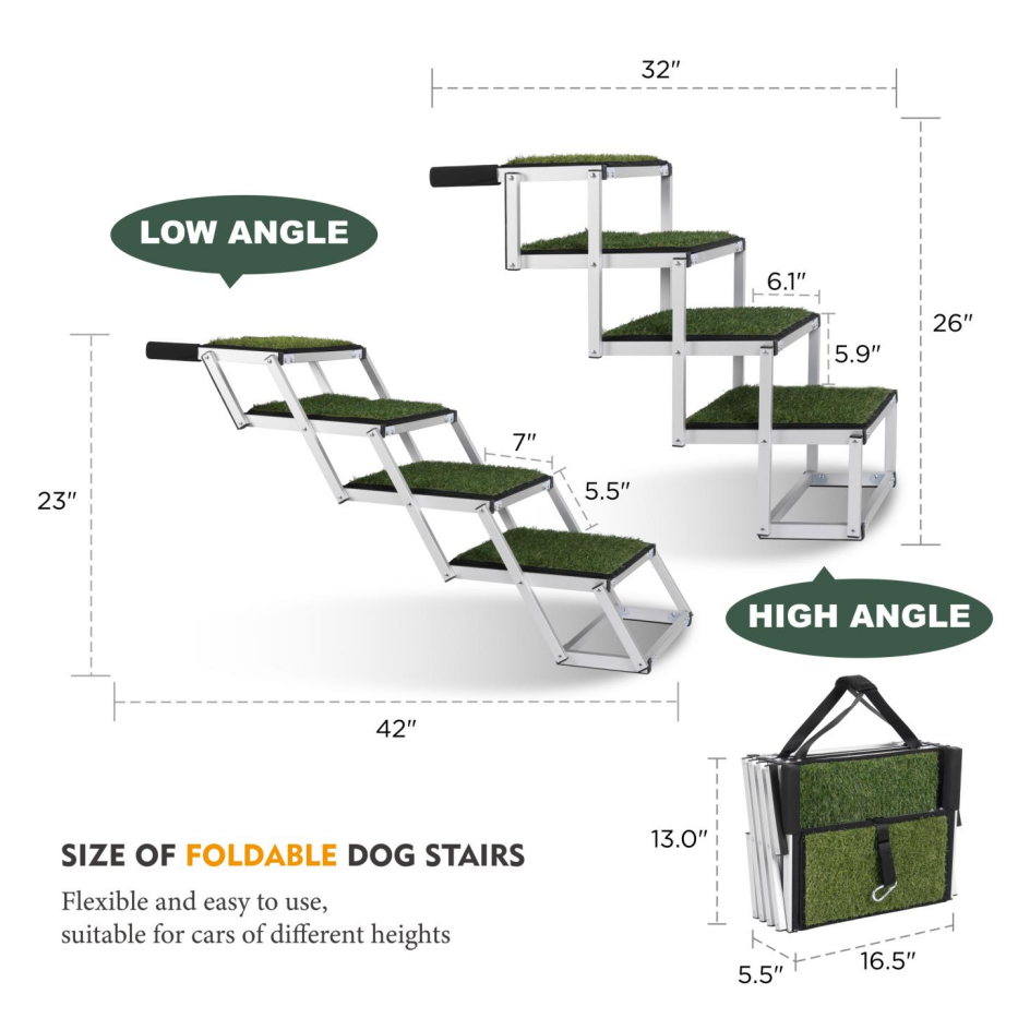 Foldable Dog Ramp For Cars, SUVs, Trucks, Portable Pet Dog Stairs For Large Dogs With Non-Slip Surface & Reinforced - view 5
