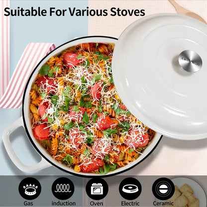 Enameled Cast Iron Dutch Oven, 3.8 Quart Dutch Oven Pot With Lid, Non Stick Cast Iron Pot, Round Oven Safe Up To - view 7