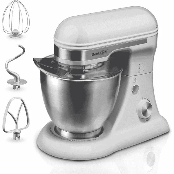 Geek Chef 4.8QT Electric Stand Mixer, 12 Speeds Tilt-head With Dough Hook, Whisk, Beater, Bowl, Rotary Knob