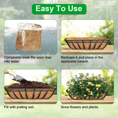 3Pcs 24in/30in/36in Trough Coco Liners For Planters Coconut Coir Planter For Window Box Hanging Trough Basket Half Moon - view 3
