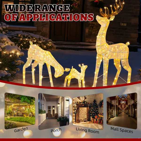 3-Piece Lighted Christmas Reindeer Family Set Outdoor Decorations, Weather Proof Deer Family Set Of 3 Christmas - view 6