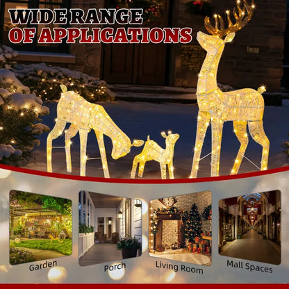 3-Piece Lighted Christmas Reindeer Family Set Outdoor Decorations, Weather Proof Deer Family Set Of 3 Christmas - view 6