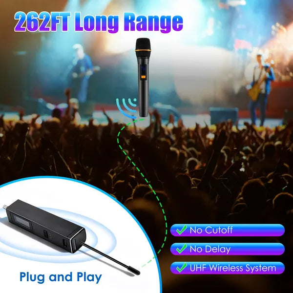 UHF Wireless Microphones Rechargeable Wireless Microphones Metal Handheld Dynamic Mics With 262FT Range For Karaoke - view 7