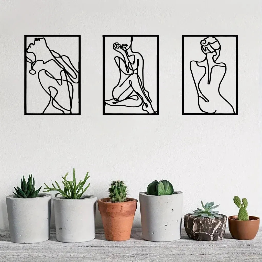 3 Piece Abstract Line Art Wall Sculpture Set Modern Minimalist Decor for Living Room Bedroom Office - view 5