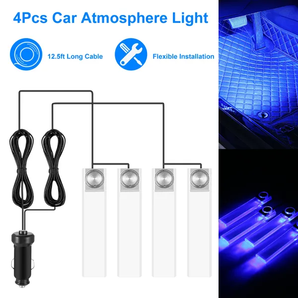 4Pcs Car Interior LED Atmosphere Light Car Charge - view 5