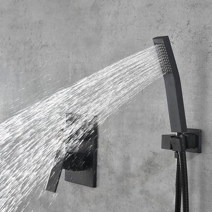 Matte Black Shower Set System Bathroom Luxury Rain Mixer Shower Combo Set Ceiling Mounted Rainfall Shower Head Faucet - view 7