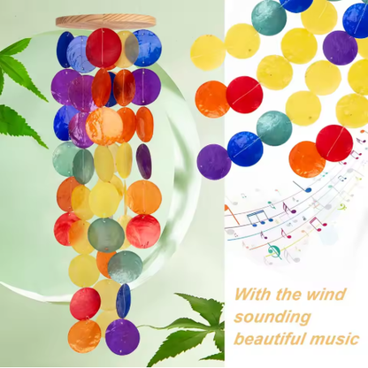 Wind Chimes For Outside Handcrafted Rainbow Capiz Shells Windchime Coastal Style Decor For Indoor Outdoors Garden Decor - view 5