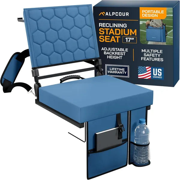 Alpcour Folding Reclining Stadium Seat With Back Support For Bleachers