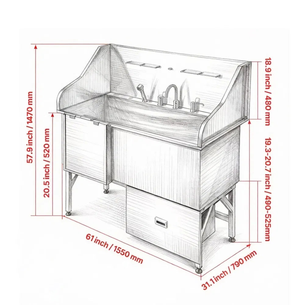 Stainless Steel Dog Washing Station - view 3