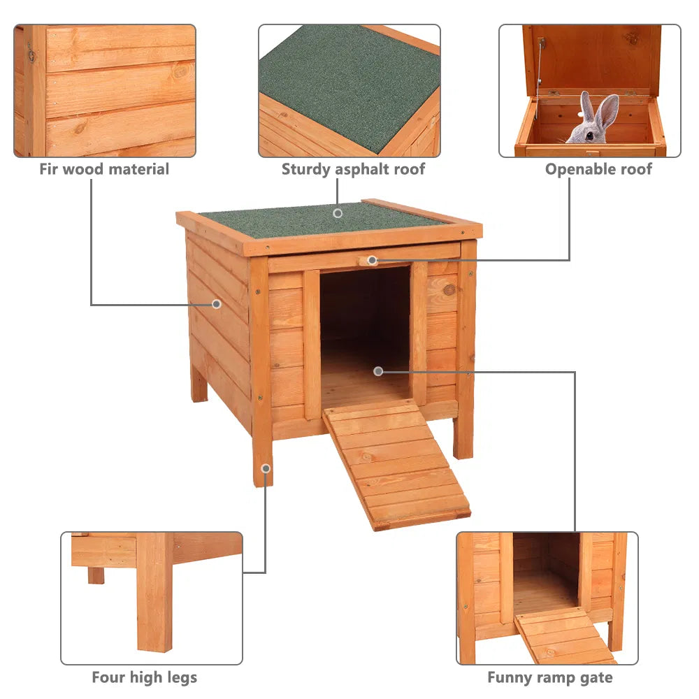 20-inch Removable Roof, Waterproof, Green Asphalt Roof, Cedar Wood, Wooden Chicken and Rabbit Cage - view 4